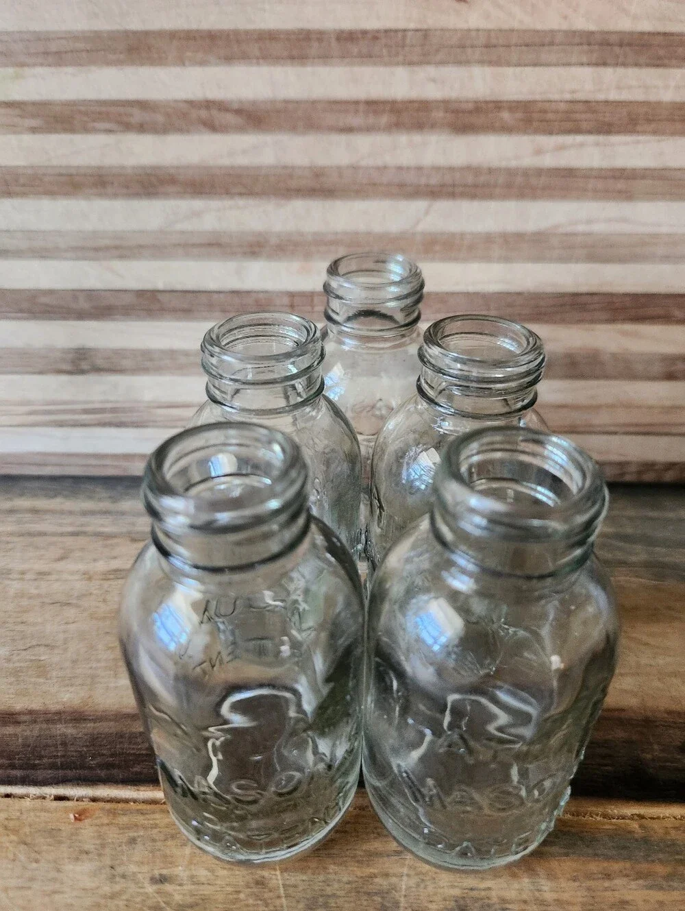 Vintage Atlas Mason Bottles 3 oz. 5 total